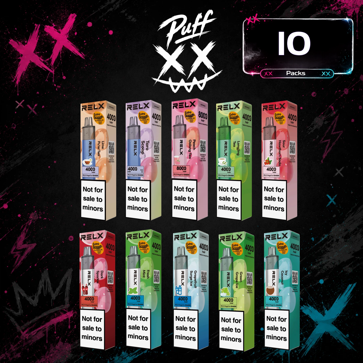10 x Relx MagicGo 4000 Puffs $274.99